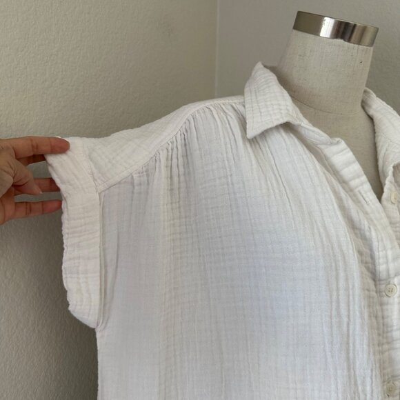 Aritzia Little Moon Gauzed Cotton Mini Dress Short Sleeve Minimalist White M - Picture 6 of 13